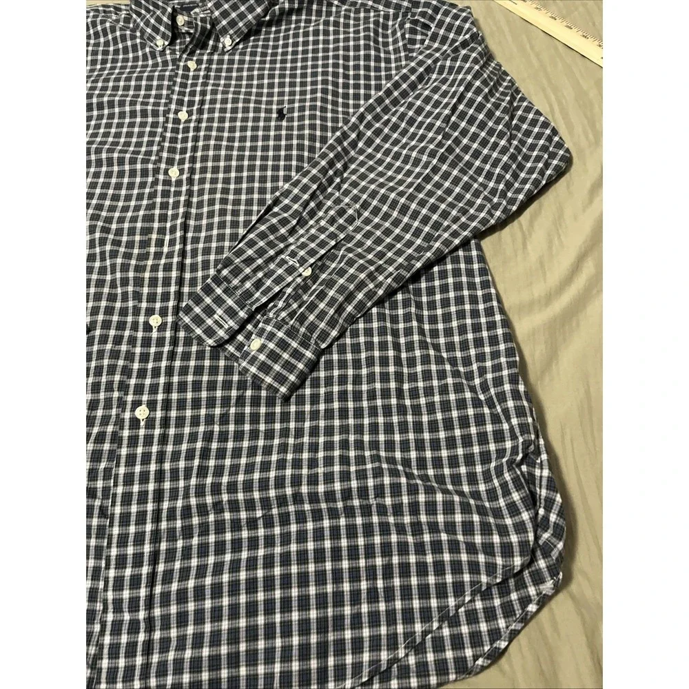 Polo Ralph Lauren Men's Shirt Blue Plaid XL Long Sleeve Button Front Classic Fit